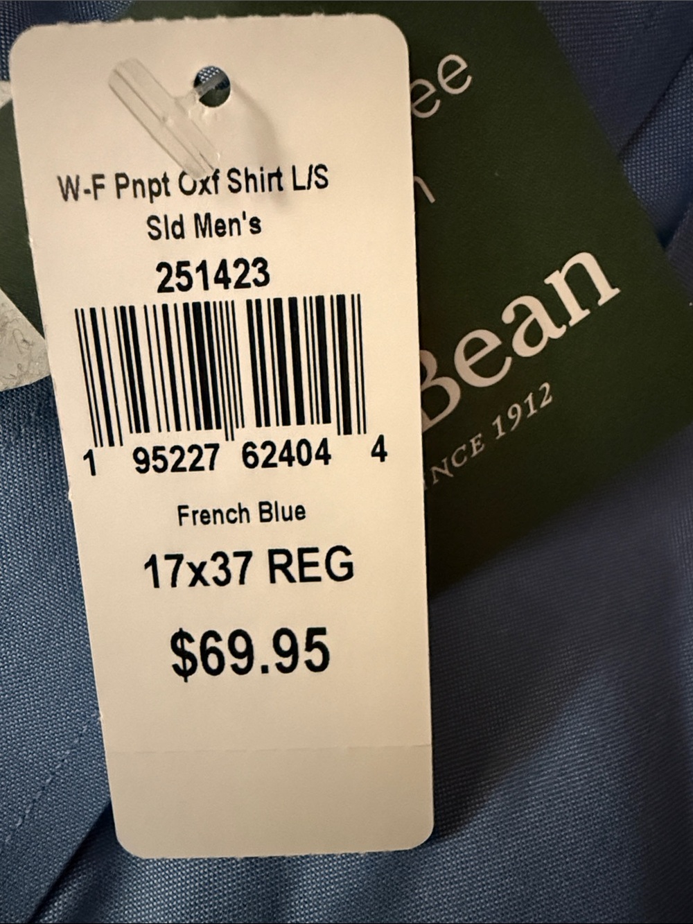 L.L. Bean Men's Button-Down Dress Shirt - Light Blue Sz 17.5/37 NEW - Picture 7 of 7